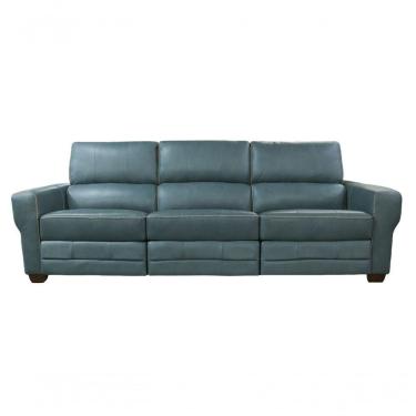 Imagem de Sofá Reclinável De Couro Lisboa 3 Lugares Couro Turquese - Mempra