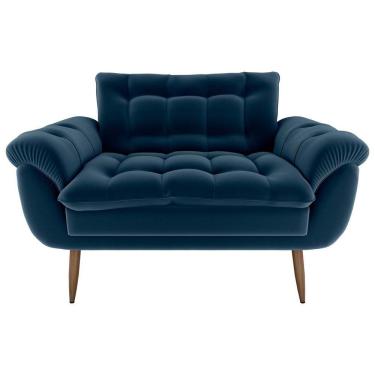 Imagem de Sofá Namoradeira Pequeno Confortável 1,25 Larg Xangai Matrix Veludo Azul
