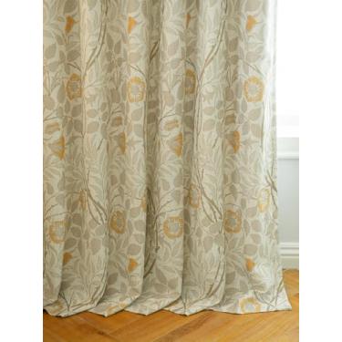 Imagem de Cortinas plissadas de 203 cm - Cortinas blackout 100% para quarto, sala de estar, sala de jantar, luxuosa, floral, linho, misturado, escurecimento, cortinas de janela, cortinas com isolamento térmico