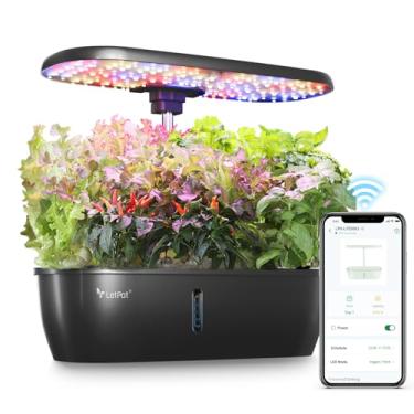 Imagem de LetPot Sistema de cultivo hidropônico LPH-Lite, kit inteligente de jardim de ervas com 12 cápsulas, ambientes internos, controle por aplicativo e WiFi, com LED de crescimento de 24 W, tanque de água
