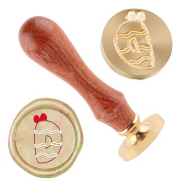 Imagem de Carimbo de lacre de cera de Natal Carimbo de selagem com letra D de latão e cabo de madeira para cartões de Natal, convites de festa, envelopes, cartões de felicitações, presentes