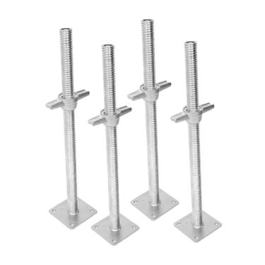 Imagem de Esquirla Conjunto de 4 macacos niveladores de andaime com parafuso, ajustáveis, de 30 cm (12 polegadas), em aço oco, com porca borboleta grande e placa de base