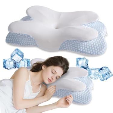 Imagem de BaistCrsp Almofada borboleta de espuma viscoelástica cervical para alívio da dor no pescoço, travesseiro ortopédico ergonômico para dorminhocos laterais, costas e estômago, capa removível respirável