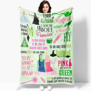 Imagem de Cobertor de flanela verde bruxa de 127 x 101 cm, chapéu Elphaba Glinda Magic Movie Land Blanket, vassoura rainha do mal presente, cobertor macio quente para todas as estações, cobertor macio e