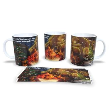 Imagem de Caneca de Cerâmica Natalina, Branca, 325ml, Design de Gatos com Gorro de Natal, Decorativa, Presente para Festas (17)