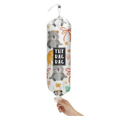 Imagem de IHopes+ Organizador de saco de plástico, organizador de sacolas de compras reutilizável e lavável, para decoração de cozinha, acampamento, use 1 pacote, padrão de coala cinza