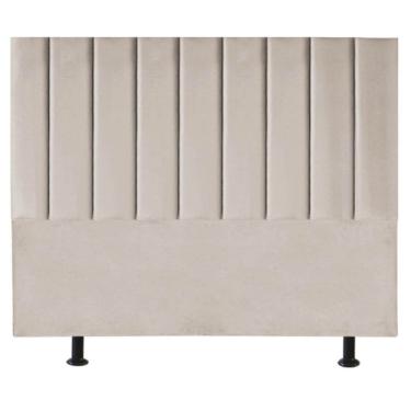 Imagem de Cabeceira Estofada Cama Box King 195 Cm Paolla Linho bege