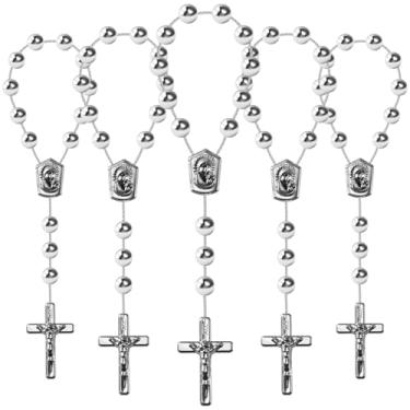 Imagem de 24 mini rosários de acrílico para rosário de batismo com anjo para lembrancinhas de festa de batismo da primeira comunhão, 5 inches, Acrílico