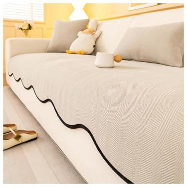 Imagem de SPXMQSS Capas de sofá para sofá secional, capas de assento de sofá de chenille, capa de sofá super macia de 1/2/3/4 lugares, capa de sofá de canto antiderrapante universal B 70 x 210 cm