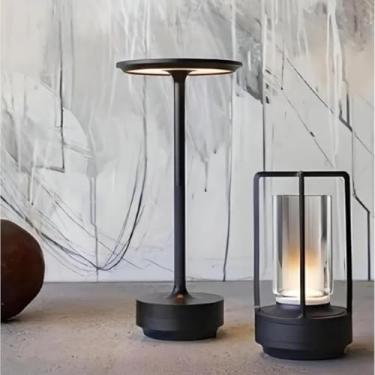 Imagem de Luminária Portátil LED Touch Recarregável, 200 Lumens, Alumínio, Dimerizável 3000K-5000K, USB-C, Bateria 4400mAh, IP44 (Preto)