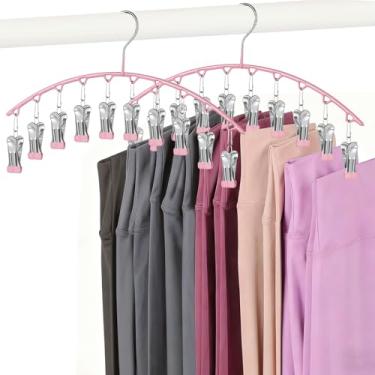 Imagem de Cabides de legging para organizador de armário, cabides de chapéu para armário, pacote com 2 com 10 clipes para 20 leggings, cabide para leggings, organizador de calças, adequado para meias, calcinhas