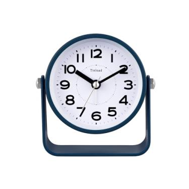 Imagem de Tinload Despertador analógico para quarto, movimento de quartzo silencioso sem tique-taque, operado por bateria com soneca e luz sob demanda, relógio de mesa de cabeceira, ideal para casa, viagem