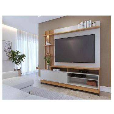 Imagem de Estante Home Theater Ambiente Maceió Com Pés Freijó Off White  Colibri