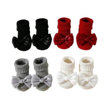 Imagem de Meias Para Meninas Com Laços Meias De Algodão Macias Para Bebês Antide