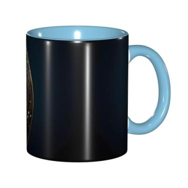 Imagem de Zeraoke Nota musical dourada com estampa de estrela brilhante caída canecas de café criativas, personalizadas, presente para família, tamanho de 325 ml, unissex