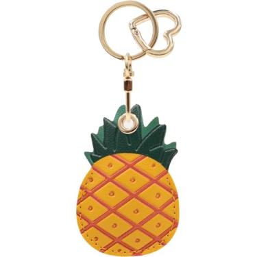Imagem de Capa MC Fashion de couro PU compatível com AirTag, chaveiro com tema de frutas e folhas fofas (abacaxi)
