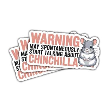 Imagem de 3 peças Warning May Spontaneously Start Talking About Chinchilas, decalque de vinil com citação engraçada para proprietários de chinchilas, amantes de animais de estimação, adolescentes, adultos