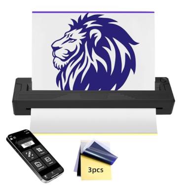 Imagem de wbk Impressora de estêncil de tatuagem, 2026, nova máquina térmica portátil sem fio Bluetooth sem tinta para iniciantes e artistas de tatuagem, com 3 peças de papel de transferência de tatuagem