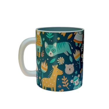 Imagem de Caneca Xícara de Porcelana 300ml Com Design de Pandas e Arco-íris