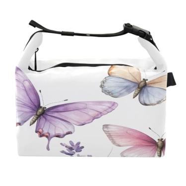 Imagem de STAYTOP Lancheira de lavanda e borboleta com fivela de alça, lancheira isolada para meninos e meninas, lancheira térmica para trabalho escolar