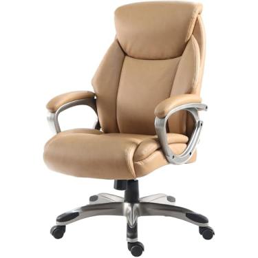 Imagem de Lorell Kyros Cadeira executiva de encosto alto, caramelo, ajuste de inclinação e tensão, altura ajustável