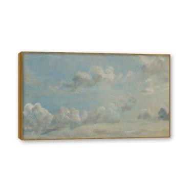 Imagem de NHLDZYH Moldura de teca. John Constable, quadro de tela de romance inglês, paisagem atmosférica, arte de parede com moldura para biblioteca ou sala. (Estúdio de nuvens 25). 80x136cm