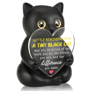 Imagem de FTONENI Presente de decoração de mesa de apreciação de gato preto para colega de trabalho, professor, enfermeira, obrigado pela diferença que você faz estatueta de mesa de escritório - FDD613