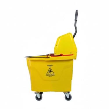 Imagem de Carro Balde 35L – Amarelo com Balde Vermelho, Divisor de Água e Sistema Quebra-Ondas