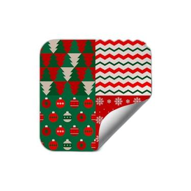 Imagem de Adesivos Redondos Natalinos 25 Unidades Com Ilustrações Festivas - Tamanho 50x50cm