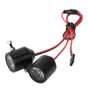 Imagem de Naroote Refletores RC LED 3W Duráveis ​​com Carcaça de Liga de Alumínio, Módulo de Tensão Estável, Alimentado por Receptor, Cor Preta, para Entusiastas de Carros RC (Preto)