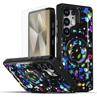 Imagem de Asuwish Capa para celular Samsung Galaxy S24 Ultra 5G magnética com protetor de tela de vidro temperado e suporte rígido de carregamento sem fio pintado S24Ultra 24S S 24 24Ultra feminino masculino