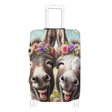 Imagem de Joisal Cute Donkeys Laughing Luggage Protector Custom Suitcase Covers Protective Cool Travel Vacation Essentials, P, serve para capa de 45 a 50 cm, Cute Donkeys Laughing, S 18-20 in, Capa de mala