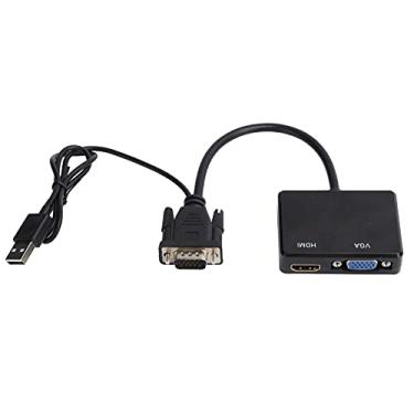 Imagem de Cocoarm Divisor VGA para VGA Divisor para High Definition Multimedia Interface Conversor Adaptador de Tela Dupla Com Saída de Áudio Alimentada por USB para Monitores (BLACK)