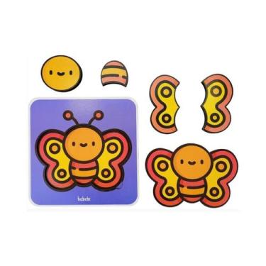 Imagem de Quebra Cabeça Infantil Madeira 4 Partes Borboleta Babebi