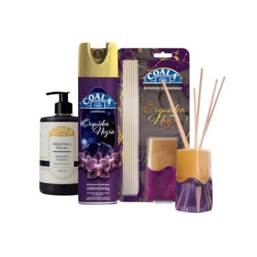 Imagem de COALA Kit Orquídea Negra com Odorizante 400ml, Difusor de Aromas 100ml e Sabonete Líquido 500ml, Perfume Premium para Casa