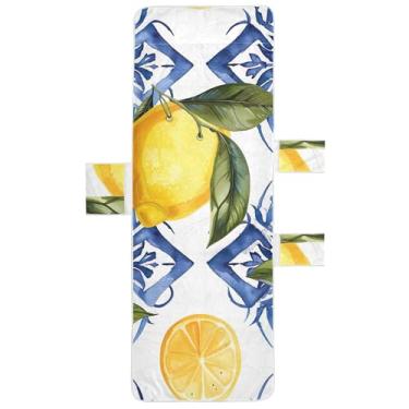 Imagem de Siciliano Limão Branco Azul Capa Chaise Lounge Toalhas de Cadeira Toalhas de Praia com Bolso Superior Ajustado Espreguiçadeira de Praia Externa 203 x 76 cm