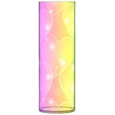Imagem de Vaso central de cilindro luminoso brilhante arco-íris romântico para mesa vaso de flores alto de plástico personalizado exclusivo decoração de casa moderna, 30 cm x 9,9 cm