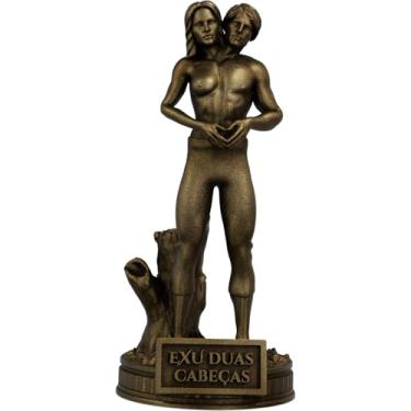 Imagem de Estátua Exu Duas Cabeças Umbanda Candomblé (Cor Ouro Velho)