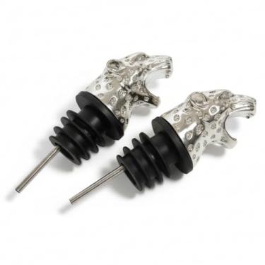 Imagem de SMOKEY COCKTAIL Jaguar Drink Pourer Pacote com 2 – Garrafa para bebidas alcoólicas, vinhos e coquetéis, bicos de bar para bar doméstico e barman, ideal para presente, prata