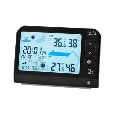 Imagem de Baoblaze Estação Meteorológica Digital com Despertador Compacto, de Temperatura e Umidade, Ideal para Sala de Estar, Mesa de Cabeceira ou Hotel, Style B Black