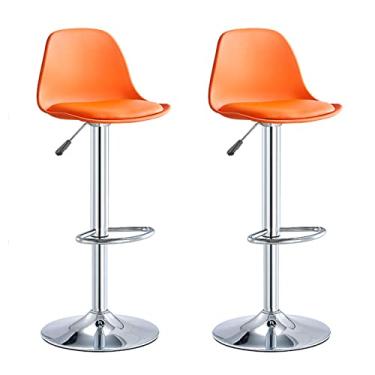 Imagem de Bancos de bar, Bancos de Bar Giratórios, Banquinho de Bar Ajustável, Banquinho de Bar Alto, Cadeira de Jantar com Ilha de Cozinha Alta com Encosto, Banco de Bar de Café da Manhã de Cozinha com Apoio
