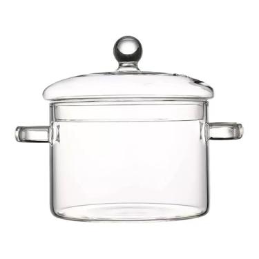 Imagem de JWTIFOA Panela de cozinha de vidro, panela de cozimento resistente ao calor de 1,5 L/1,5 l com tampa, panelas transparentes para cozinhar no fogão, panela de vidro para sopa de macarrão