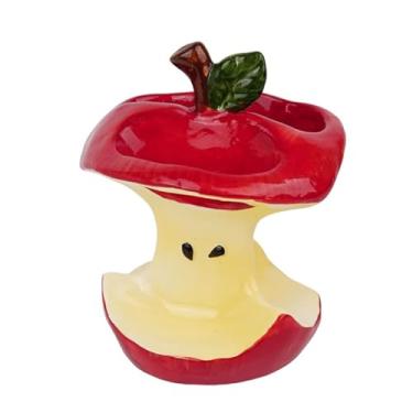 Imagem de Suporte de escova de dentes em forma de maçã, organizador de bancada de banheiro, suporte de armazenamento de escova de dentes e pasta de dente de cerâmica, vermelho e amarelo