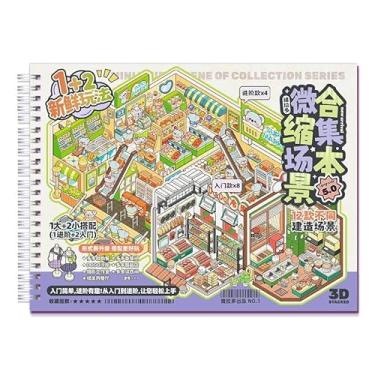 Imagem de Livro de cenas de adesivos 3D inclui 4 conjuntos de tamanho grande e 8 conjuntos de tamanho pequeno linda casa isométrica espaço 3D adesivos de cena DIY livro para alívio da ansiedade adesivos terapia