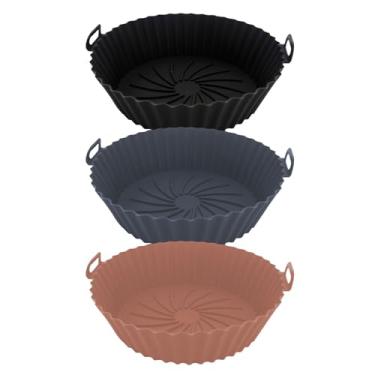 Imagem de Kit 3 Forma De Silicone Para Air Fryer Antiaderente Reutilizável Livre De BPA Para Assadeira Fritadeira Elétrica