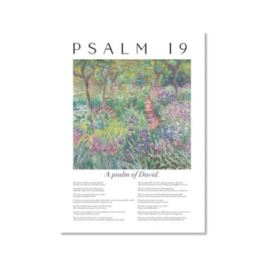 Imagem de Coleção de Salmos das Escrituras Monet Van Gogh Famosa Pintura em Aquarela Impressão Verso da Bíblia Pôster em Tela Decoração de Parede de Casa Cristã (SKU5,16x20" = (40 x 50 cm), sem moldura)