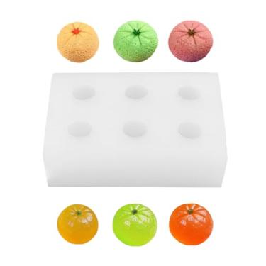 Imagem de Liiaiyter Molde de silicone de tangerina com 6 cavidades – Molde de frutas de silicone em forma de laranja para decoração de chocolate, fondant, vela, resina e bolo, ferramenta de cozimento 3D DIY