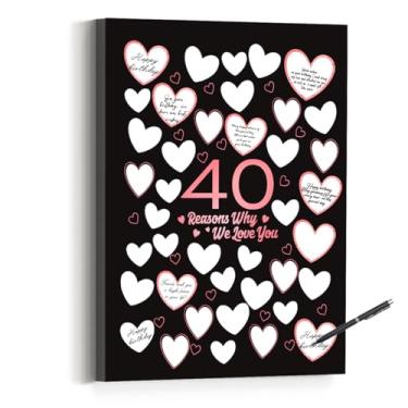 Imagem de 40 Reason Why We Love You, decoração de parede de aniversário de 40 anos, presentes de aniversário para mulheres, decoração de 40 anos ou lembrancinhas de festa de aniversário - 28 x 38 cm (rosa preto