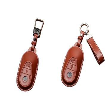 Imagem de Capa de chave de couro de vaca de qualidade de luxo adequada compatível com Benz 2021 S450L/S500L/S400C bolsa genuína(B-BROWN,HANGING BUCKLE)