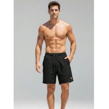 Imagem de Bermuda Masculina Tactel Premium com Elástico e Cordão - Sem marca, Pr